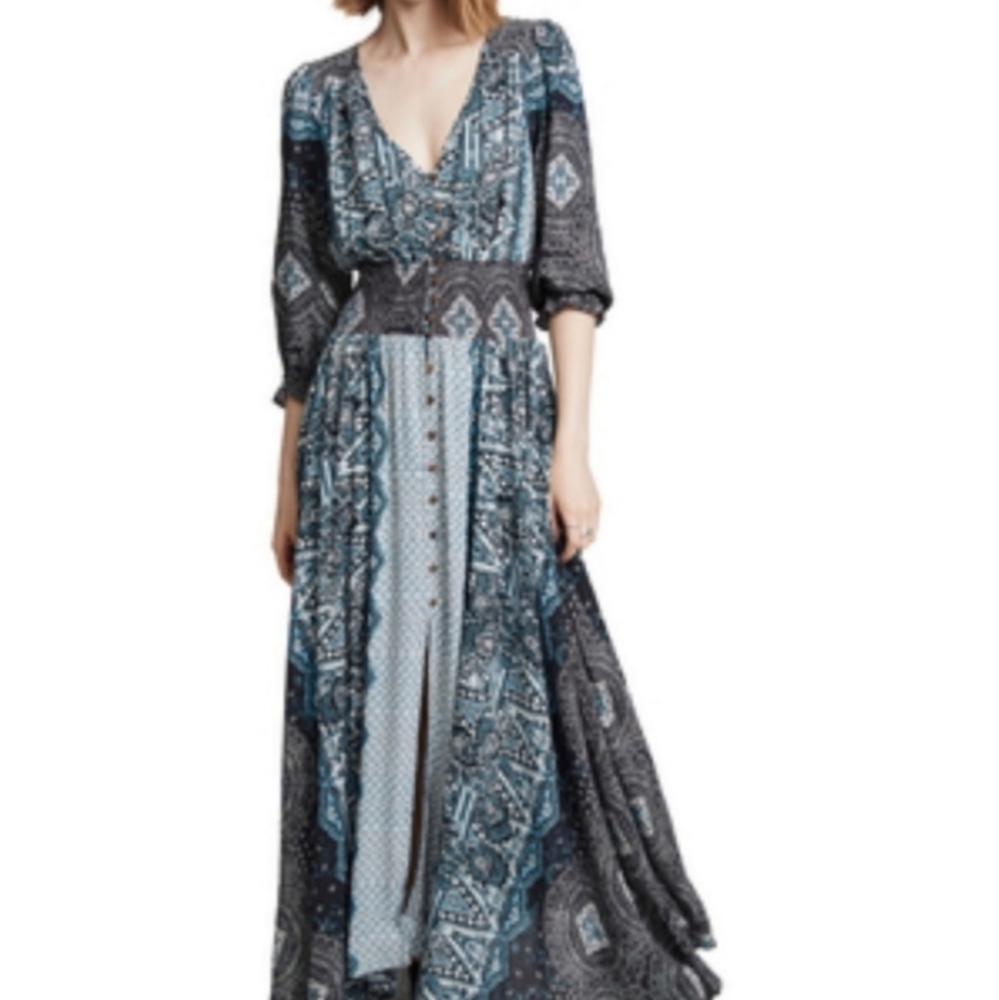 Free People Blue Retro Dress